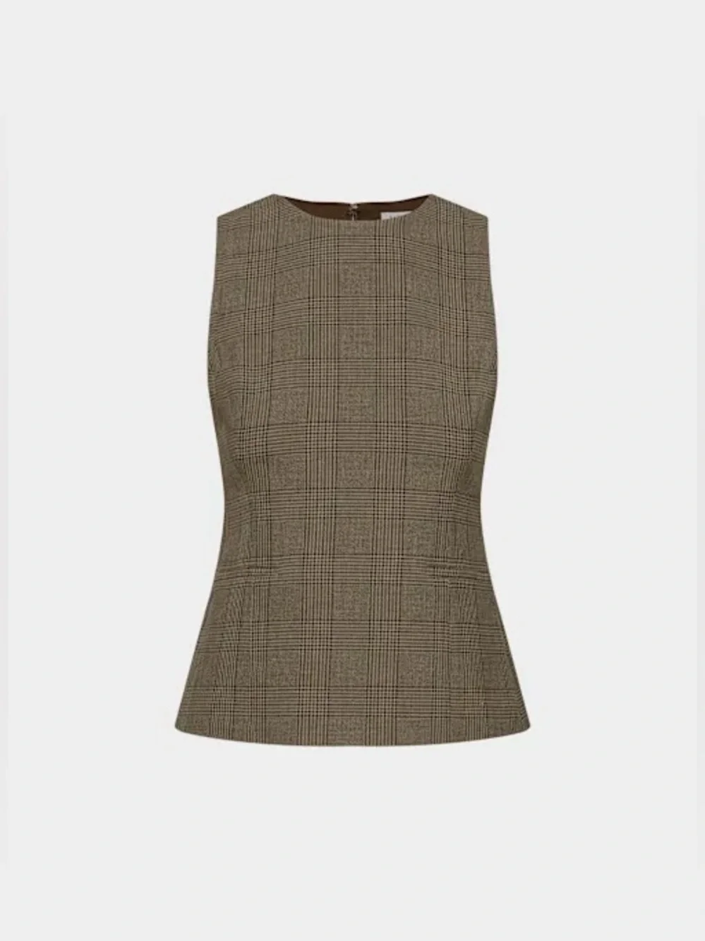 Babaton Aritzia Bellevue Top TYSON CHK BROWN/TAUP Size 6 - Picture 1 of 4
